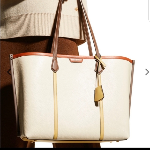 TORY BURCH COLOR BLOCK PERRY TRIPLE COMPARTMENT TOTE - Picture 14 of 14